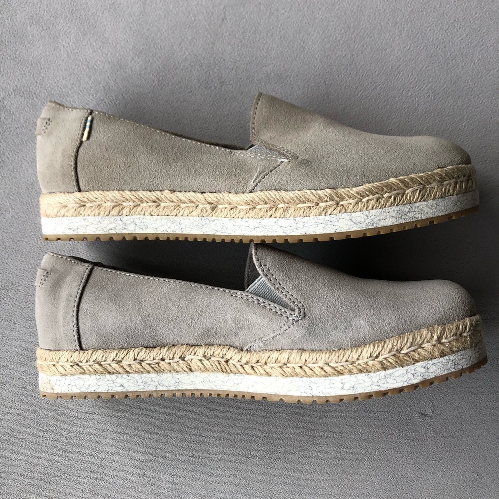 Toms ~ Palma ~ Rope Platform Slip On ~ Suede Grey Colour ~ Women’s Size 6